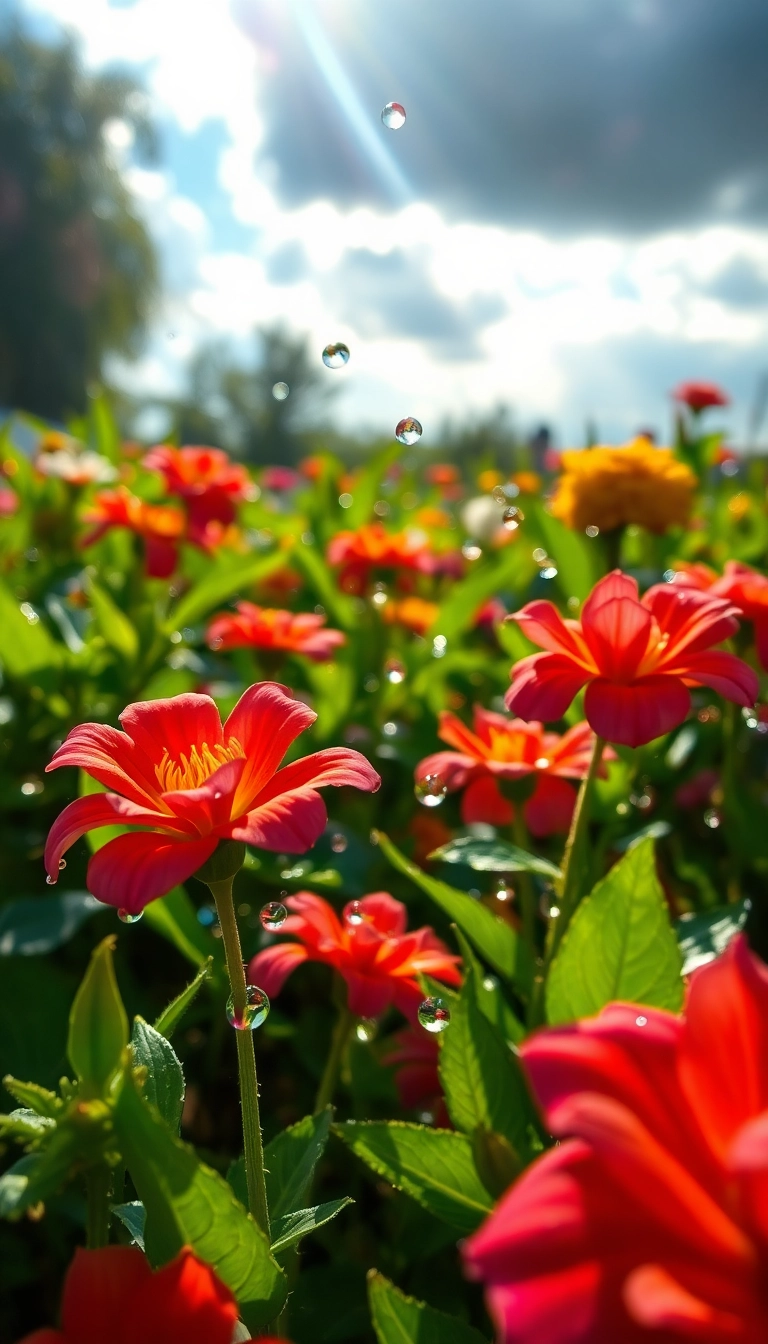 HD iPhone AI Spring Rain Garden Captivating Wallpaper Royalty-Free Stock Photo